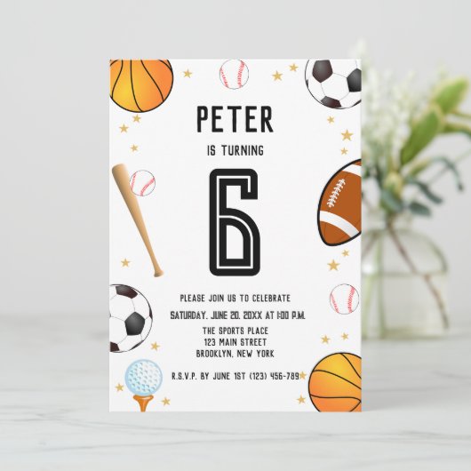 Jongens Moderne Sport Kids Verjaardag Kaart (Staand voorkant)