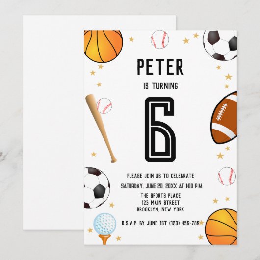 Jongens Moderne Sport Kids Verjaardag Kaart (Voorkant / Achterkant)