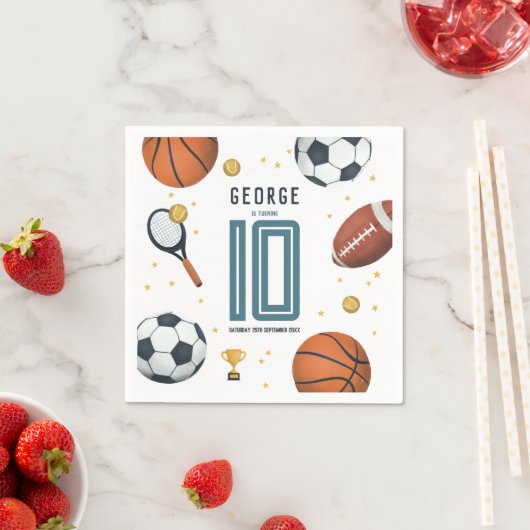 Jongens Moderne Sport Kids Verjaardag Servet (Insitu)