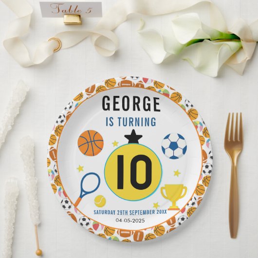 Jongens moderne sport verjaardagsfeestje | Game Da Papieren Bordje (Huwelijk)