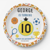 Jongens moderne sport verjaardagsfeestje | Game Da Papieren Bordje (Voorkant)