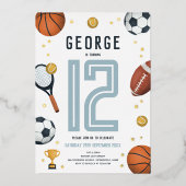 Jongens Moderne Sporten Ster Kinder Folie Uitnodiging (Voorkant)