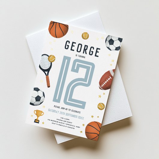 Jongens Moderne Sporten Ster Kinder Folie Uitnodiging