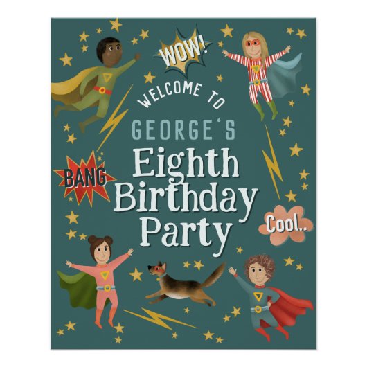 Jongens Moderne Superheld Kids Verjaardag Welkom T Perfect Poster (Voorkant)