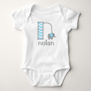 Jongens Monogram Bodysuit Baby Boy Elephant Initia