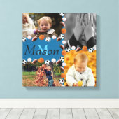Jongens Monogram Foto Sport Collage Canvas Afdruk (Insitu (Houten vloer))