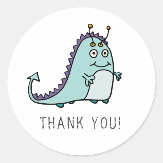 Jongens Monster 1e Verjaardagsfeestje Ronde Sticker (Voorkant)