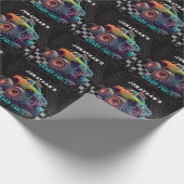 Jongens Monster Truck Rally Verjaardagsfeest Cadeaupapier (Hoek)