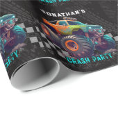 Jongens Monster Truck Rally Verjaardagsfeest Cadeaupapier (Rol Hoek)