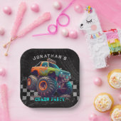 Jongens Monster Truck Rally Verjaardagsfeest Papieren Bordje (Feest)