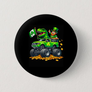 Jongens Monster Truck T-rex Leprechaun St Patricks Ronde Button 5,7 Cm