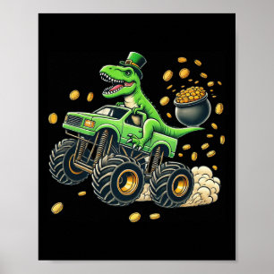 Jongens Monster Truck T-rex St. Patrick's Dag Dino Poster
