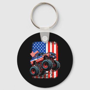Jongens Monster Truck USA Vlag Monster Truck 4e va Sleutelhanger