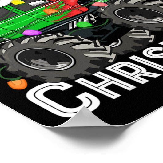 Jongens Monster Truck Vrolijke Kerstman Hoed Kinde Poster (Hoek)