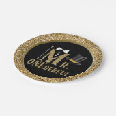 Jongens Mr. ONEderful eerste verjaardag papieren B Papieren Bordje (Gekanteld)