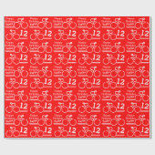 Jongens naam fietser 12e verjaardag cadeaupapier (Vlak)