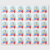 Jongens naam geschilderd zeilschip leeftijd 4 jaar cadeaupapier (Vlak)