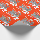 Jongens naam leeftijd 12 jaar trein locatie rode g cadeaupapier (Hoek)