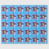 Jongens naam leeftijd 1 voeg uw foto ster patroon cadeaupapier (Vlak)