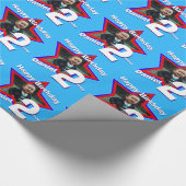 Jongens naam leeftijd 2 voeg je foto ster patroon  cadeaupapier (Hoek)