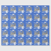 Jongens naam leeftijd trein loco blauw grijs verja cadeaupapier (Vlak)