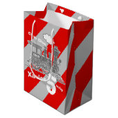 Jongens naam leeftijd trein loco grijs 5e verjaard medium cadeauzakje (Voorkant Gekanteld)