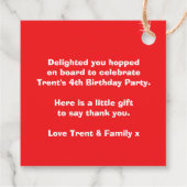 Jongens naam leeftijd trein loco rood blauw verjaa bedankjes labels (Achterkant)