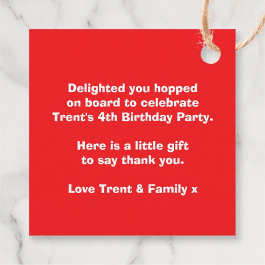 Jongens naam leeftijd trein loco rood blauw verjaa bedankjes labels (Achterkant)