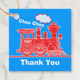 Jongens naam leeftijd trein loco rood blauw verjaa bedankjes labels