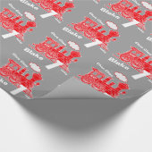 Jongens naam leeftijd trein loco rood grijs 1e ver cadeaupapier (Hoek)