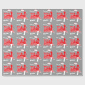 Jongens naam leeftijd trein loco rood grijs 1e ver cadeaupapier (Vlak)