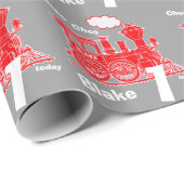 Jongens naam leeftijd trein loco rood grijs 1e ver cadeaupapier (Rol Hoek)