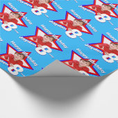 Jongens naam leeftijd voeg je foto ster patroon cadeaupapier (Hoek)