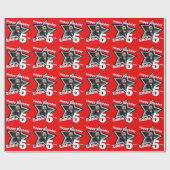 Jongens naam leeftijd voeg je foto ster patroon cadeaupapier (Vlak)