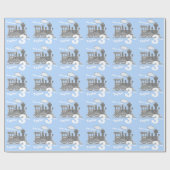 Jongens naam leeftijdscollege blauwe grijze verjaa cadeaupapier (Vlak)