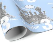 Jongens naam leeftijdscollege blauwe grijze verjaa cadeaupapier (Rol Hoek)