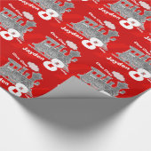 Jongens naam leeftijdstransport plaats rode grijze cadeaupapier (Hoek)