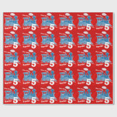 Jongens naam leeftijdstrein lokale rode blauwe ver cadeaupapier (Vlak)