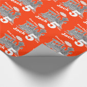 Jongens naam leeftijdstrein plaats van rode oranje cadeaupapier (Hoek)