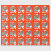 Jongens naam leeftijdstrein plaats van rode oranje cadeaupapier (Vlak)