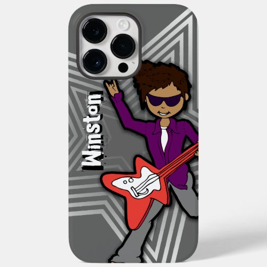 Jongens naam rockstar kinder grijze telefooncel Case-Mate iPhone case (Achterkant)
