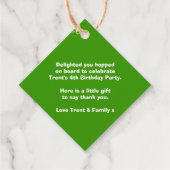 Jongens naam trein loco groen wit verjaardag bedan bedankjes labels (Achterkant)