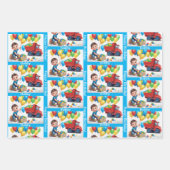 JONGEN'S NAAM Verjaardag Dump Truck Ballonnen Inpakpapier Vel (Voorkant 3)