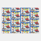 JONGEN'S NAAM Verjaardag Dump Truck Ballonnen Inpakpapier Vel (Voorkant 2)