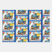 Jongen's NAAM Verjaardag Dump Truck Vol Geschenken Inpakpapier Vel (Voorkant 2)