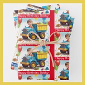 Jongen's NAAM Verjaardag Dump Truck Vol Geschenken Inpakpapier Vel