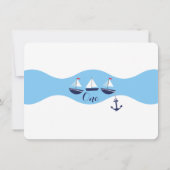 Jongen's Nautical 1st Birthday Party Invitation Kaart (Achterkant)