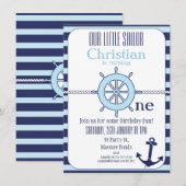 Jongens Nautisch 1e Verjaardagsfeest Uitnodiging (Voorkant / Achterkant)