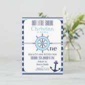 Jongens Nautisch 1e Verjaardagsfeest Uitnodiging (Staand voorkant)