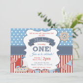 Jongens Nautisch Zeilschip 1e Verjaardag Kaart (Staand voorkant)